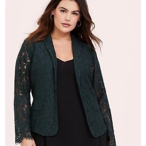 NWT Torrid Large Jacket Dark Green Large 12 Lace Blazer